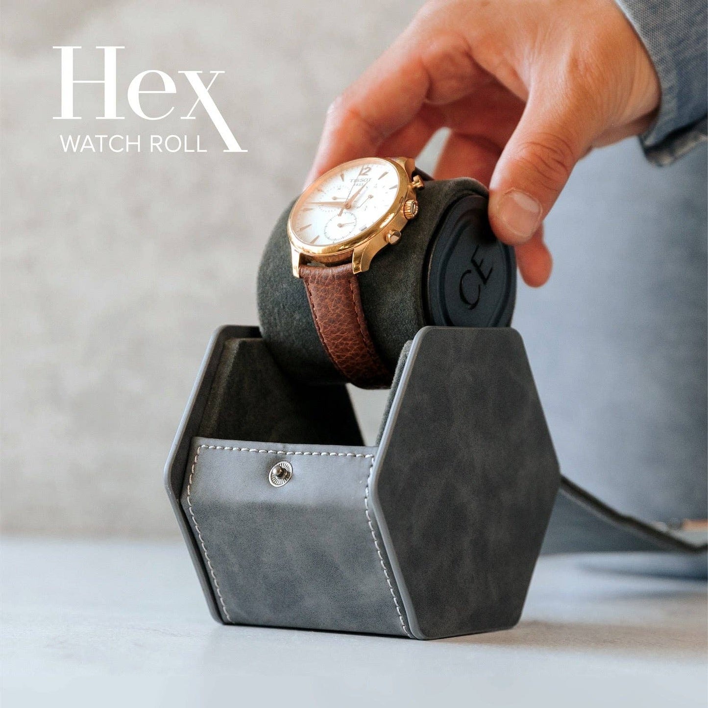 1-Slot Travel Watch Roll - Gray