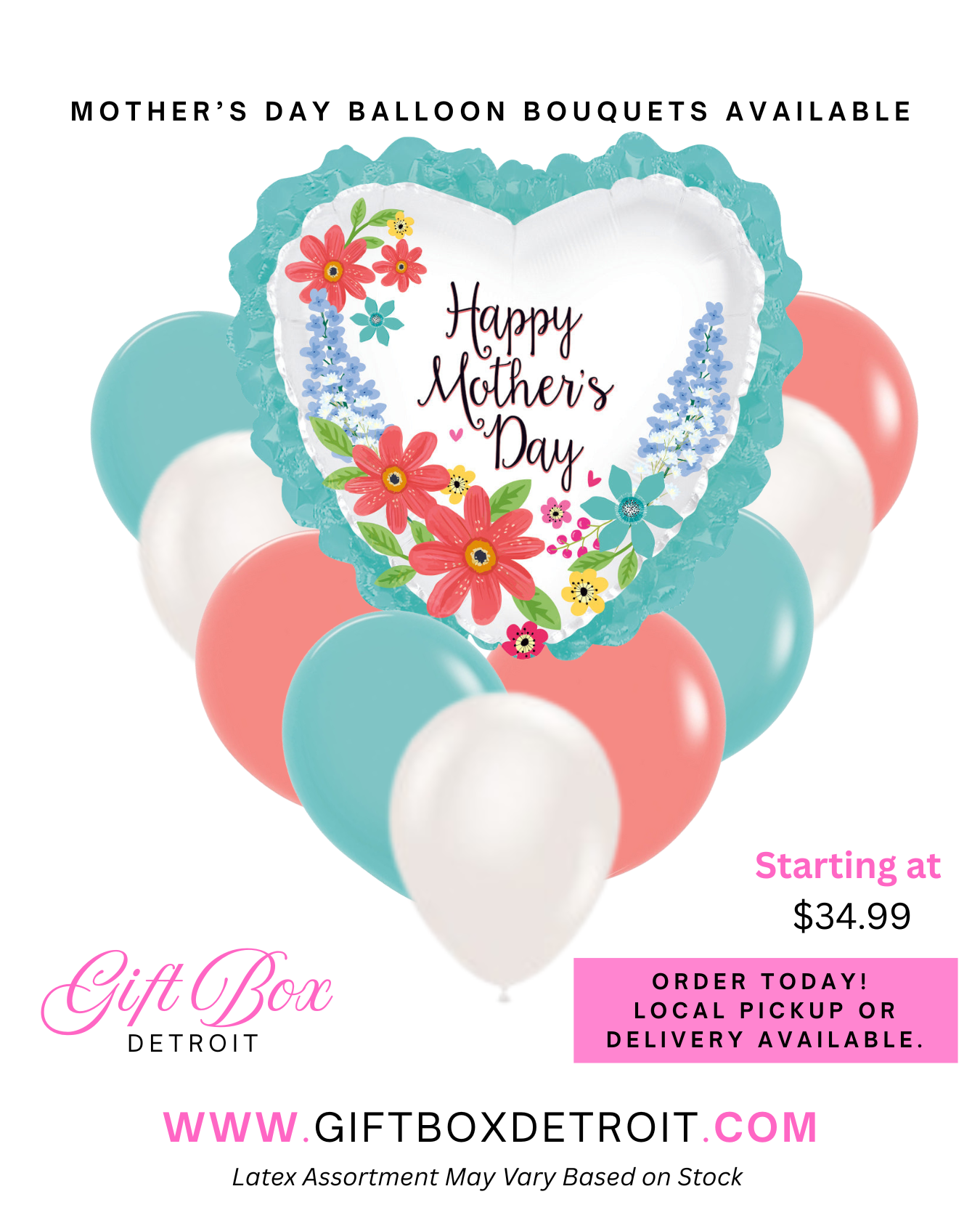 Mother's Day Turquoise Bloom Balloon Bouquet