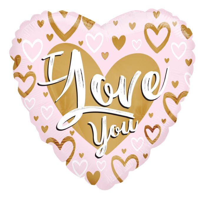 I Love You Golden Heart Foil Balloon
