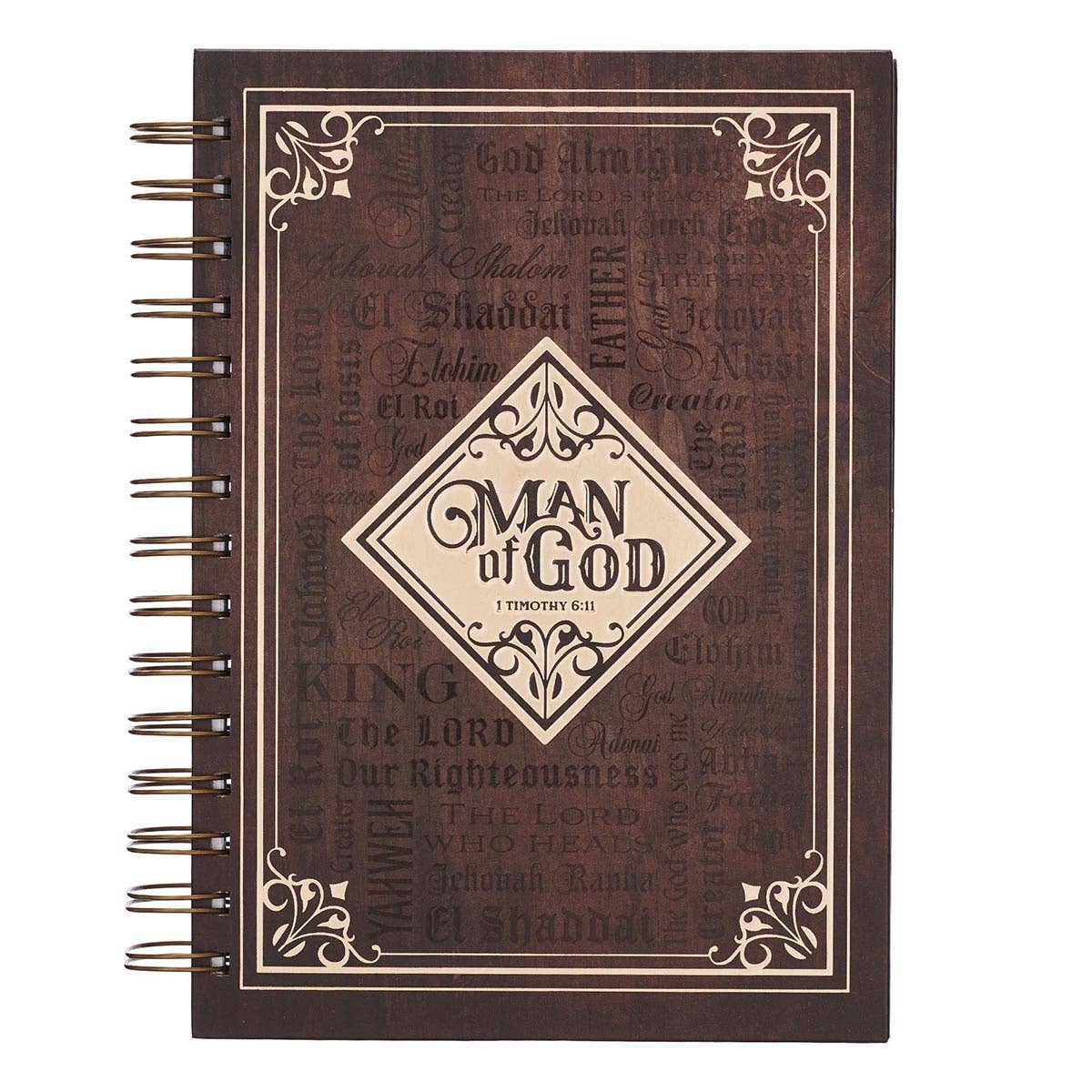 Christian Art Gifts - Journal Wirebound Brown Man of God 1 Tim. 6:11