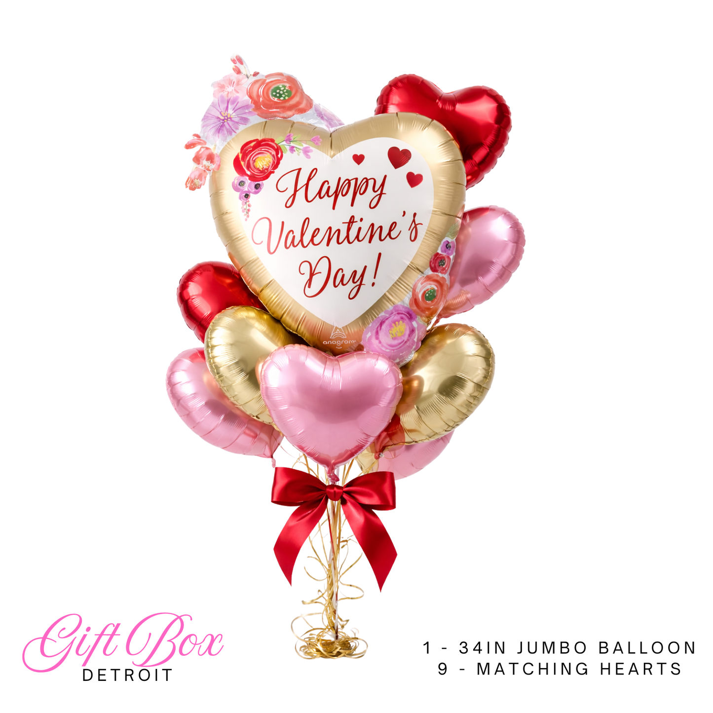 Gold Hearts and Flowers Premium Bouquet