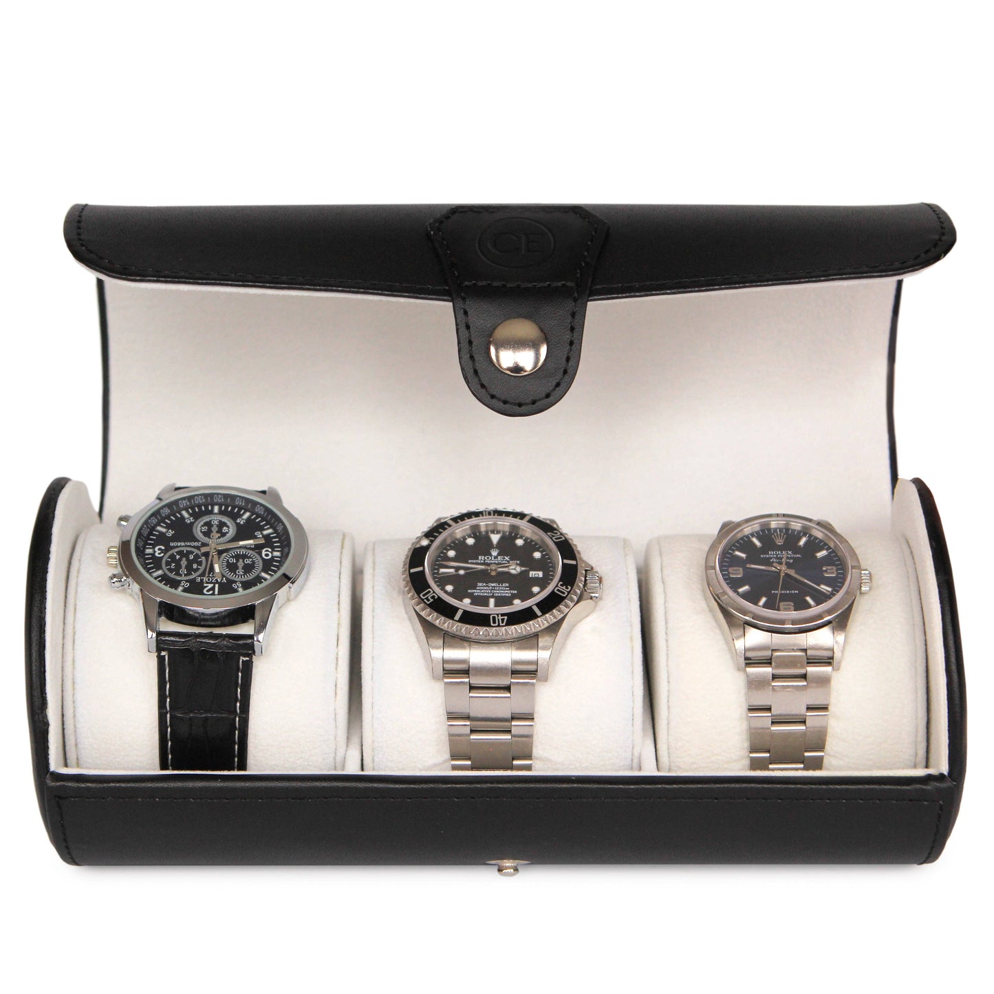 Travel Watch Case - Black Vegan Leather: Black Vegan Leather