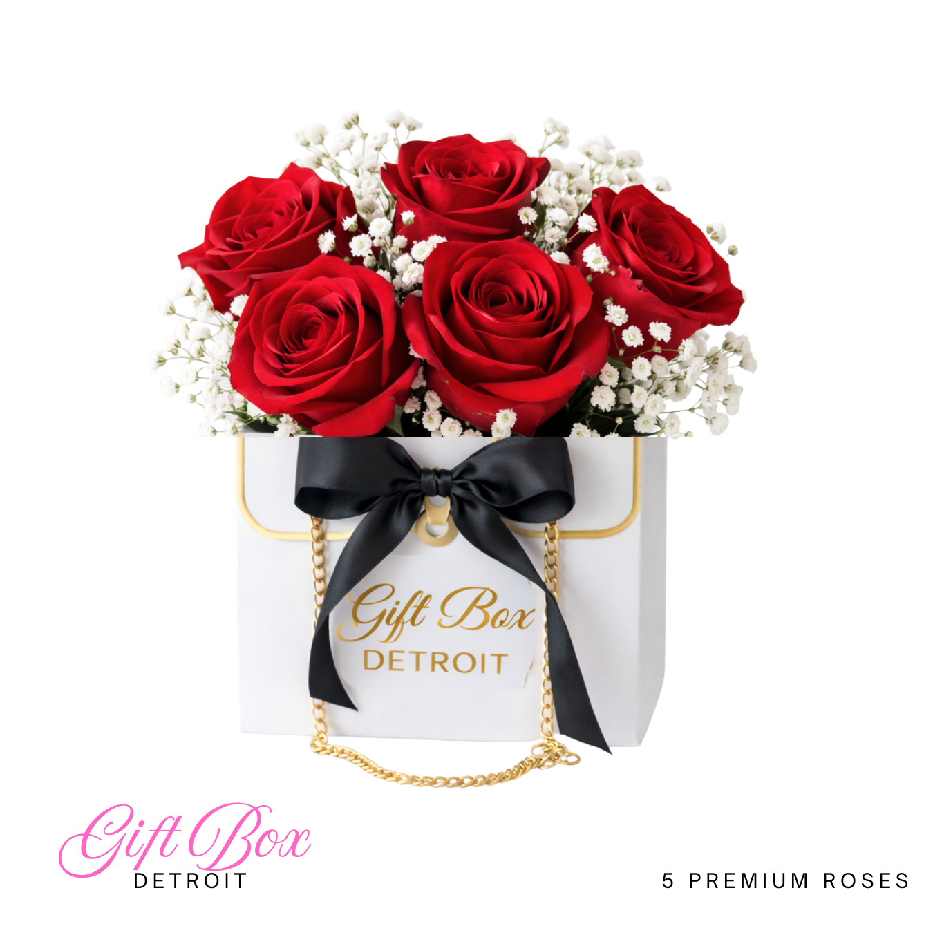 Rose Chain Bouquet - Black Gift Bag