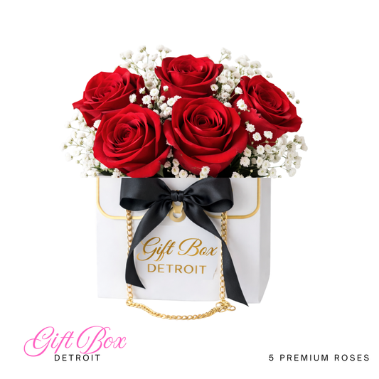 Rose Chain Bouquet - White Gift Bag