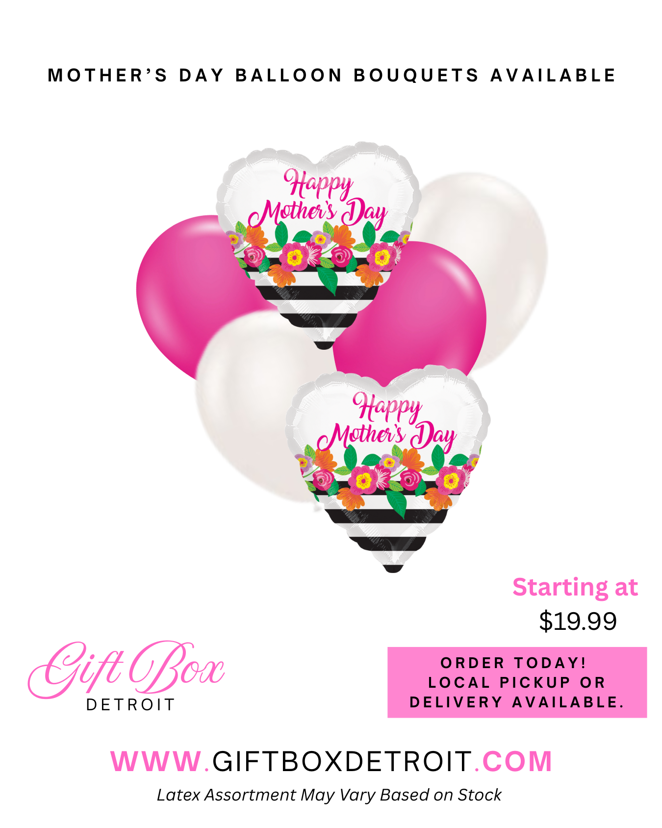 Striped Flowers Balloon Bouquet