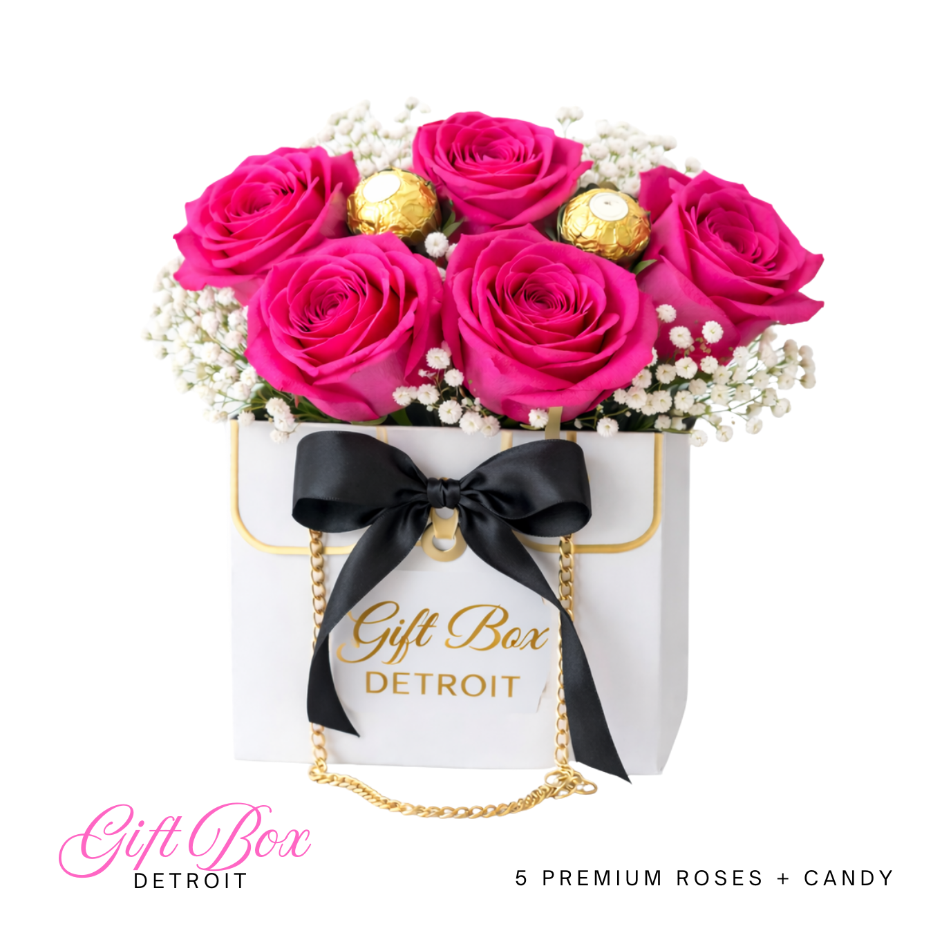 Rose Chain Bouquet - Red Gift Bag