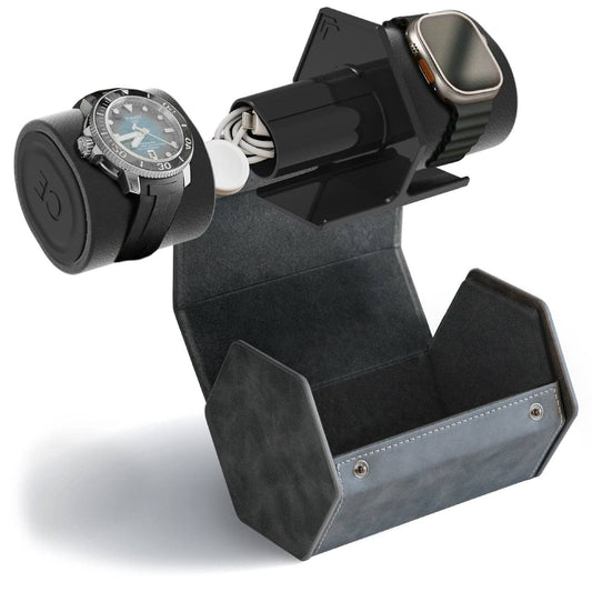 2-Slot Travel Watch Roll - Gray