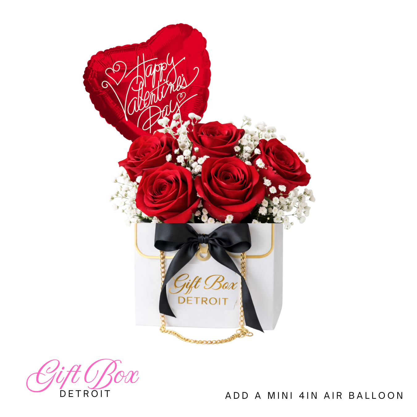 Rose Chain Bouquet - Black Gift Bag