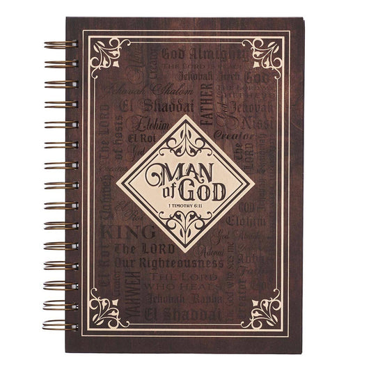 Christian Art Gifts - Journal Wirebound Brown Man of God 1 Tim. 6:11