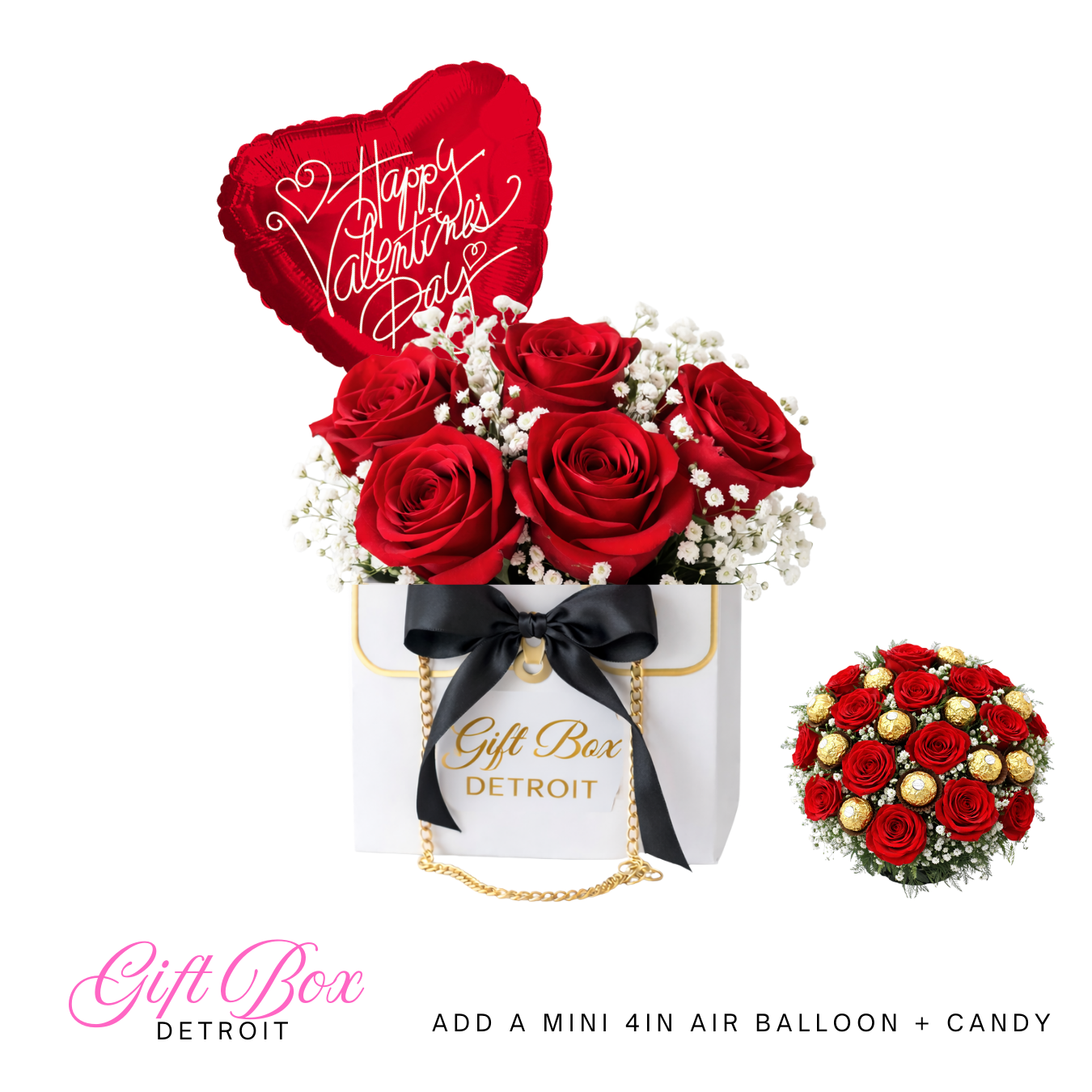 Rose Chain Bouquet - Black Gift Bag