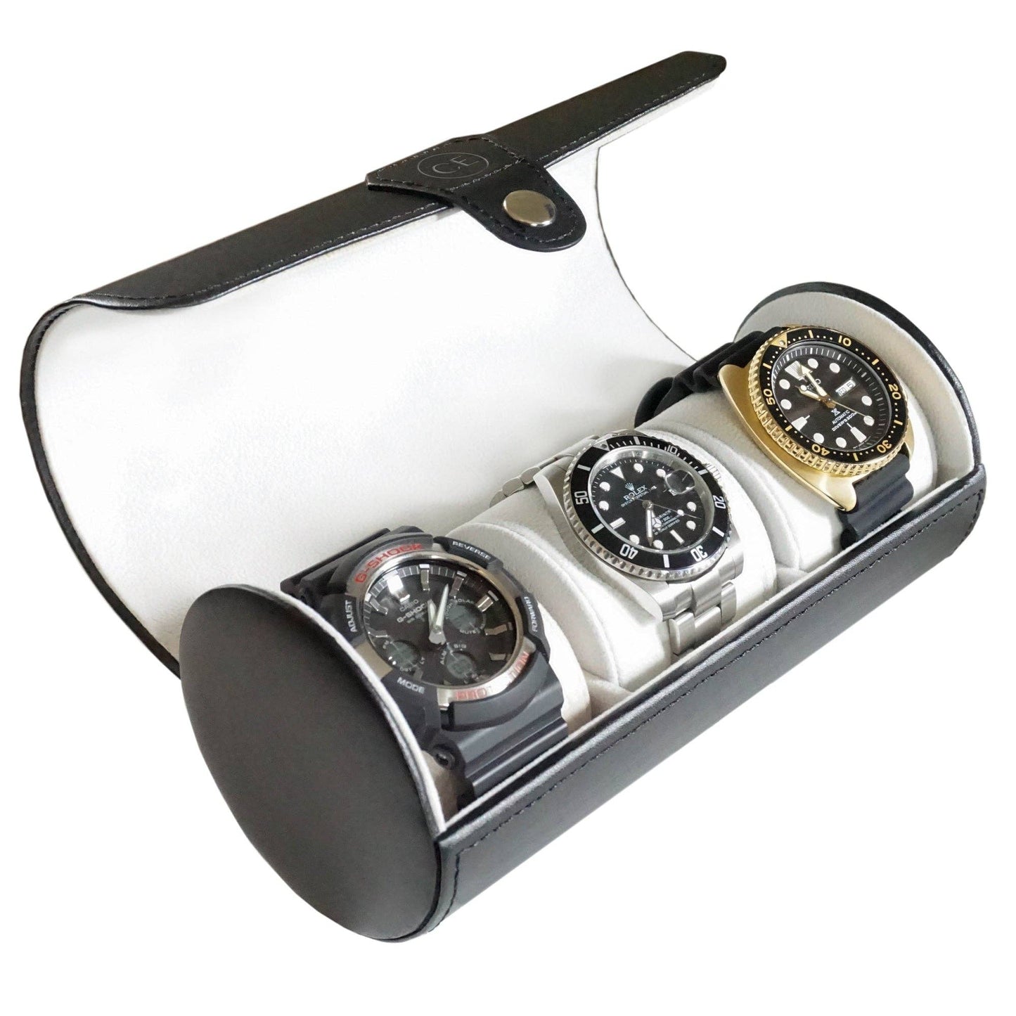 Travel Watch Case - Black Vegan Leather: Black Vegan Leather