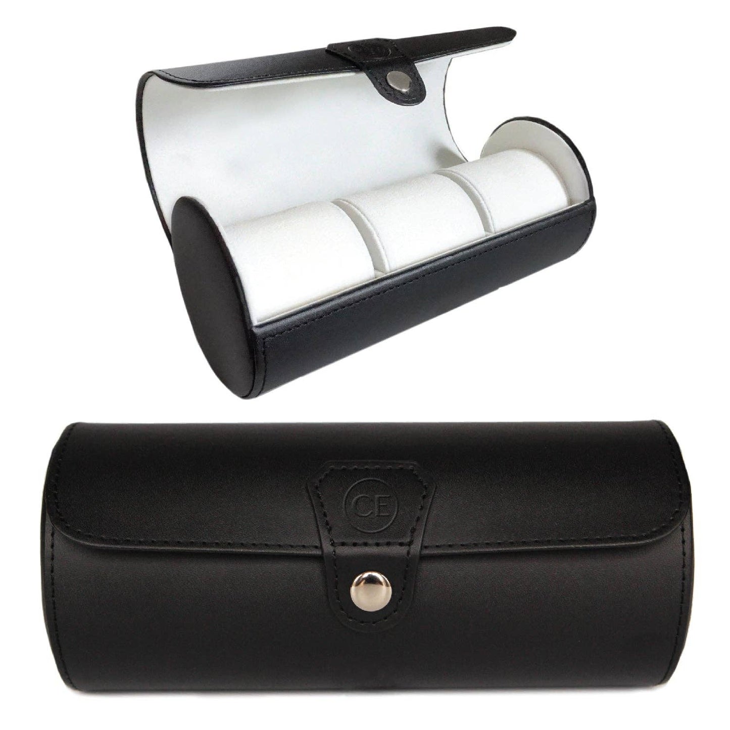 Travel Watch Case - Black Vegan Leather: Black Vegan Leather