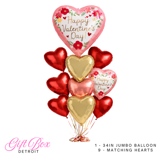 Pink Hearts and Flowers Premium Bouquet