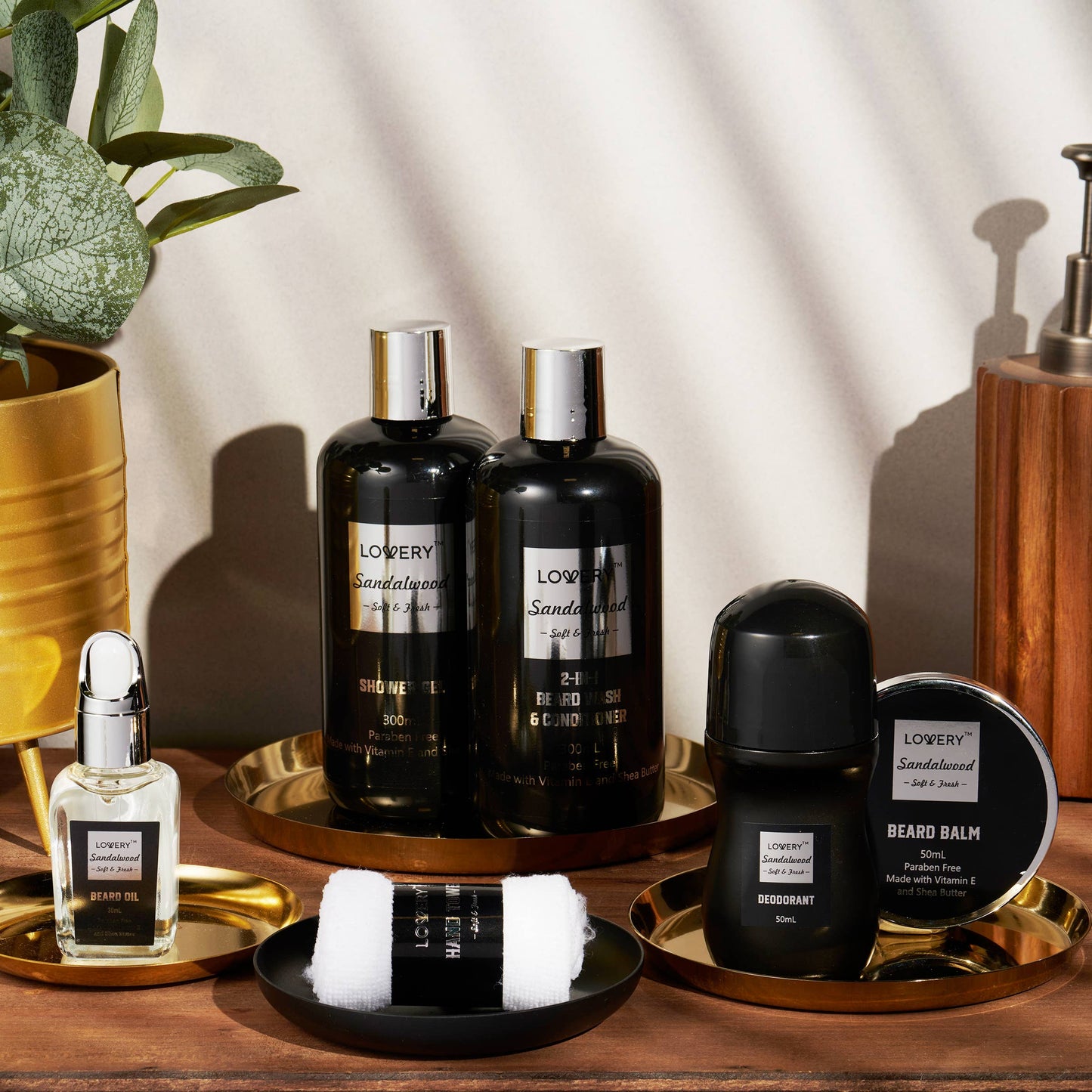 Lovery - Luxury Beard Grooming Kit for Men, Sandalwood Bath Gift Set
