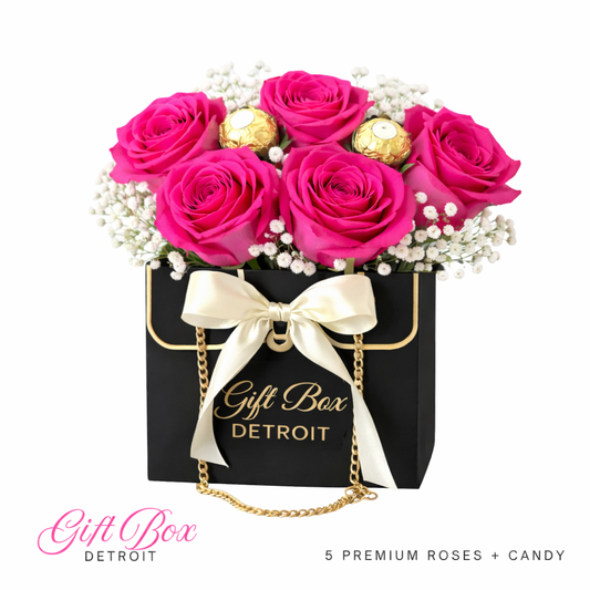 Rose Chain Bouquet - Black Gift Bag
