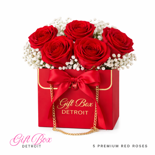Rose Chain Bouquet - Red Gift Bag