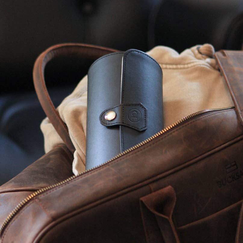 Travel Watch Case - Black Vegan Leather: Black Vegan Leather